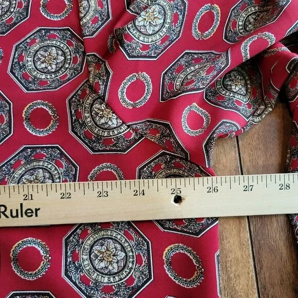 Christie & Jill Red Geometric Print Button Front Blouse Size 20 Top Retro Boho - Picture 8 of 15